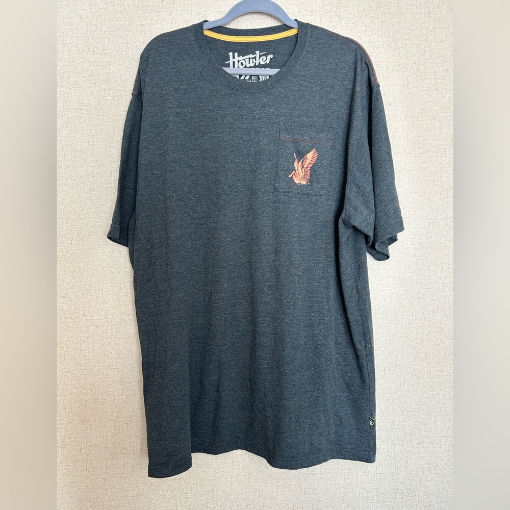 Howler Brothers Charcoal Tee with Orange Graphic